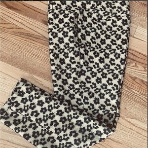 Ann Taylor Leopard Floral Shimmer Black and Cream Straight Leg Pants